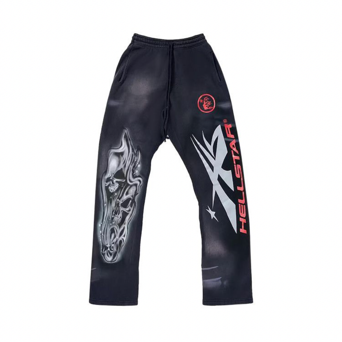 Hellstar Airbrushed Skull Flare
Bottom Sweatpants 'Midnight Dye Black'