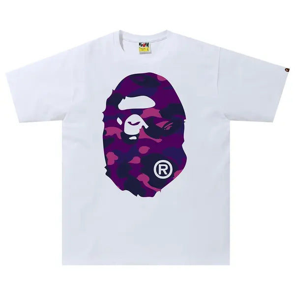 BAPE Color Camo Big Ape Head Tee 'White/Purple'