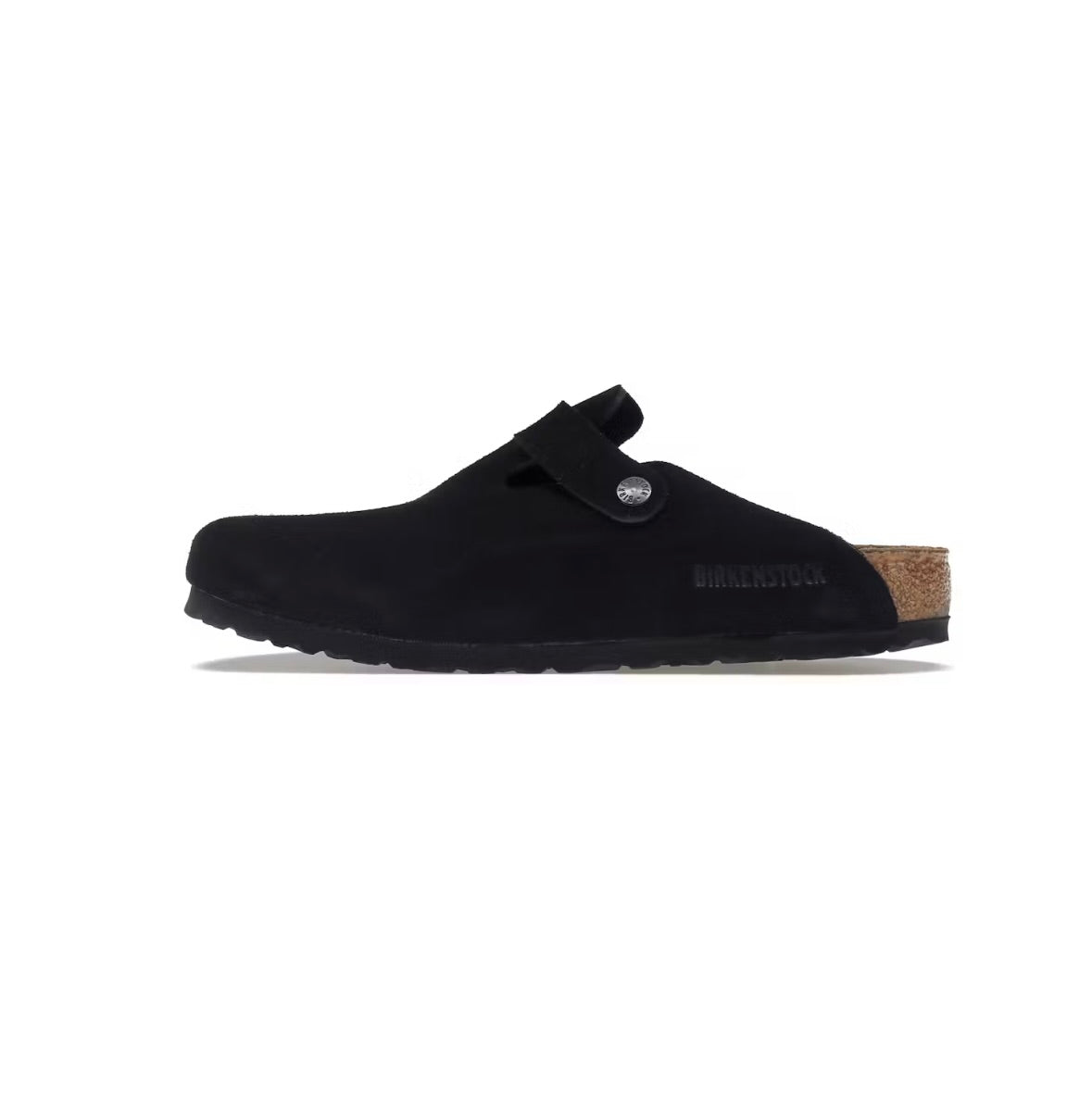 Birkenstock Boston Clogs Black Suede Soft Footbed