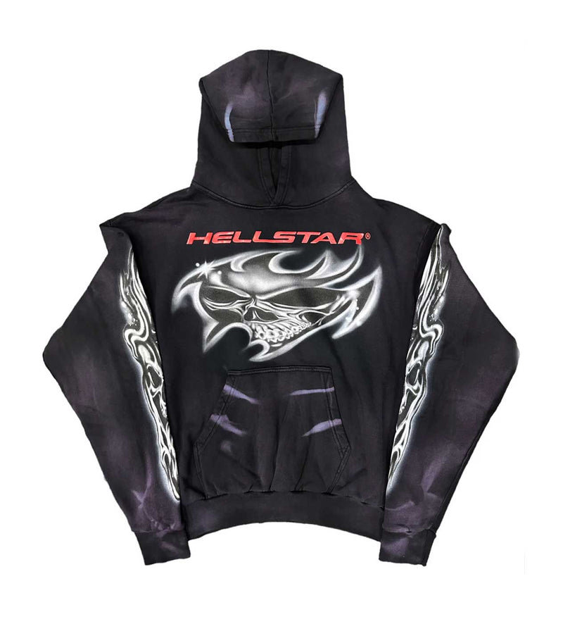 Hellstar Airbrushed Skull Hoodie Black