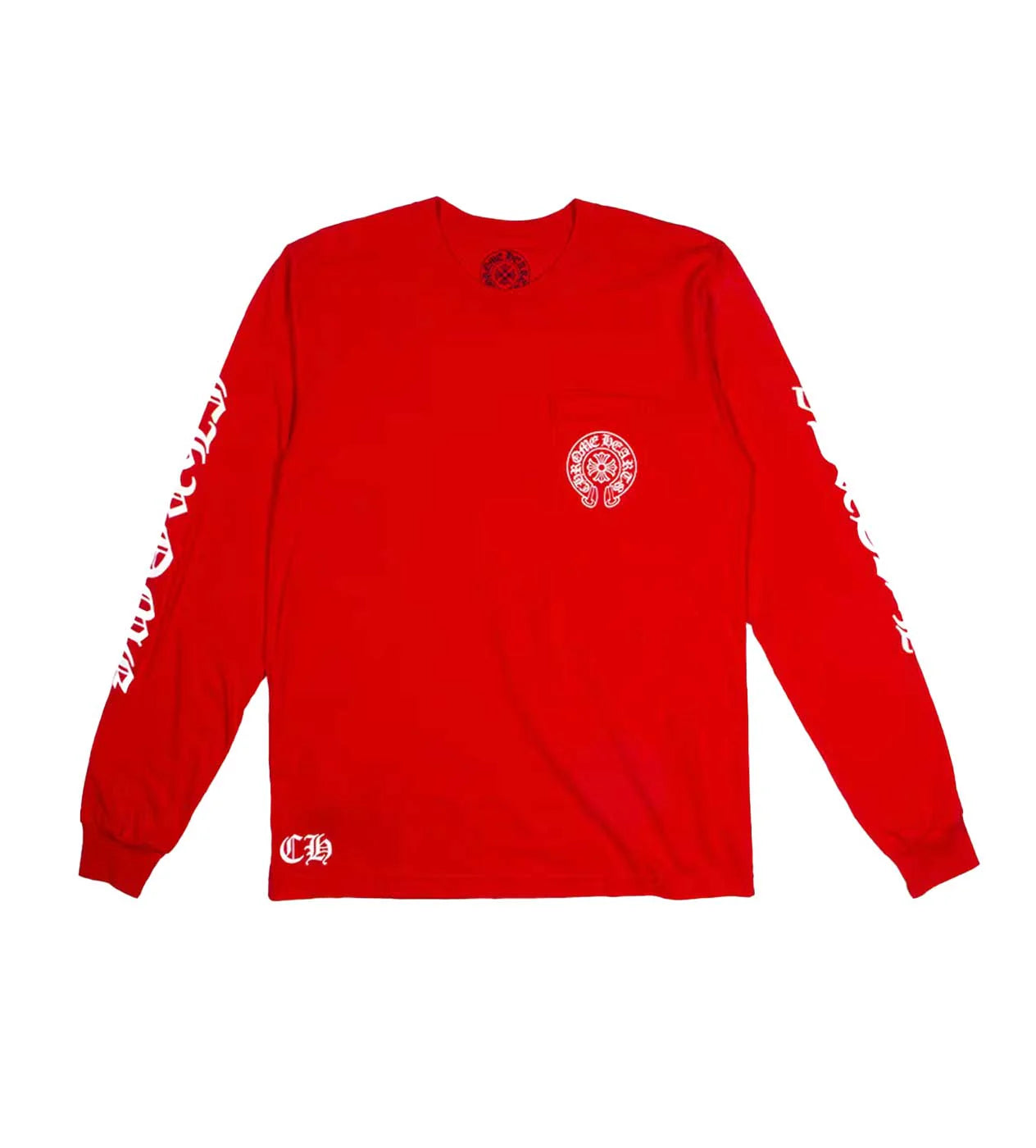 CHROME HEARTS RED SCROLL LOGO L/S TEE