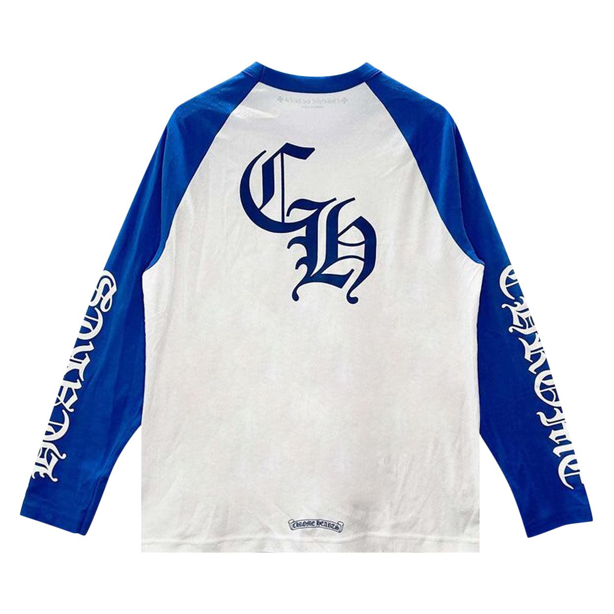 Chrome Hearts Long-Sleeve Horseshoe Baseball Tee 'White/Blue'