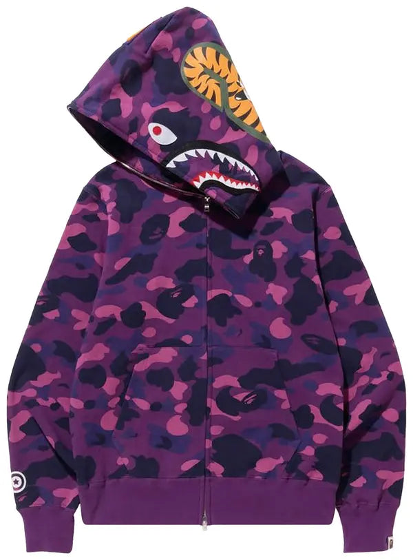 BAPE Color Camo Shark Full Zip Hoodie 'Purple'