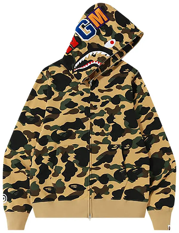 BAPE 1st Camo Shark Full Zip Hoodie 'Yellow'