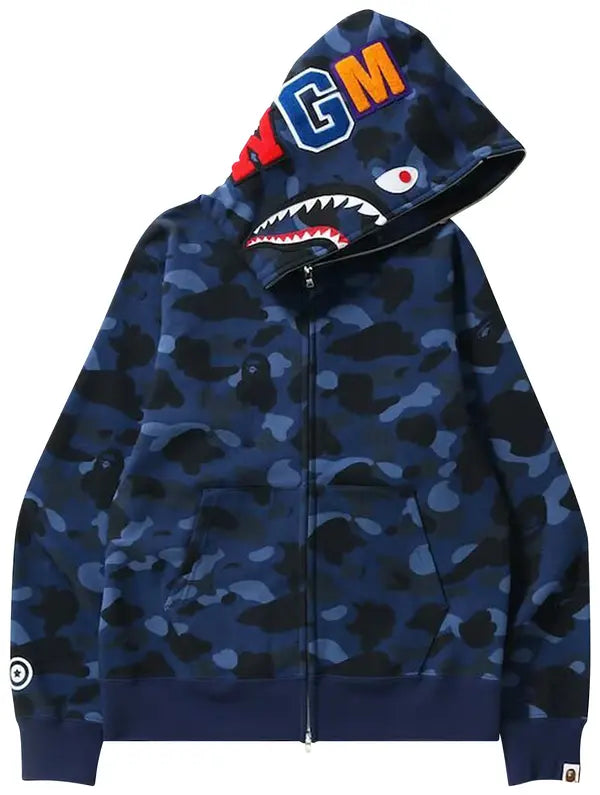 BAPE 1st Camo Shark Full Zip Hoodie 'Navy'