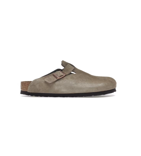 Birkenstock Boston Clogs Taupe Suede Soft Footbed