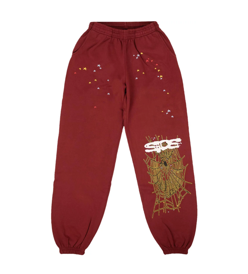 Sp5der Logo Sweatpants Maroon